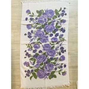 Vintage 70s Cannon‎ Hand Towel Purple Flowers